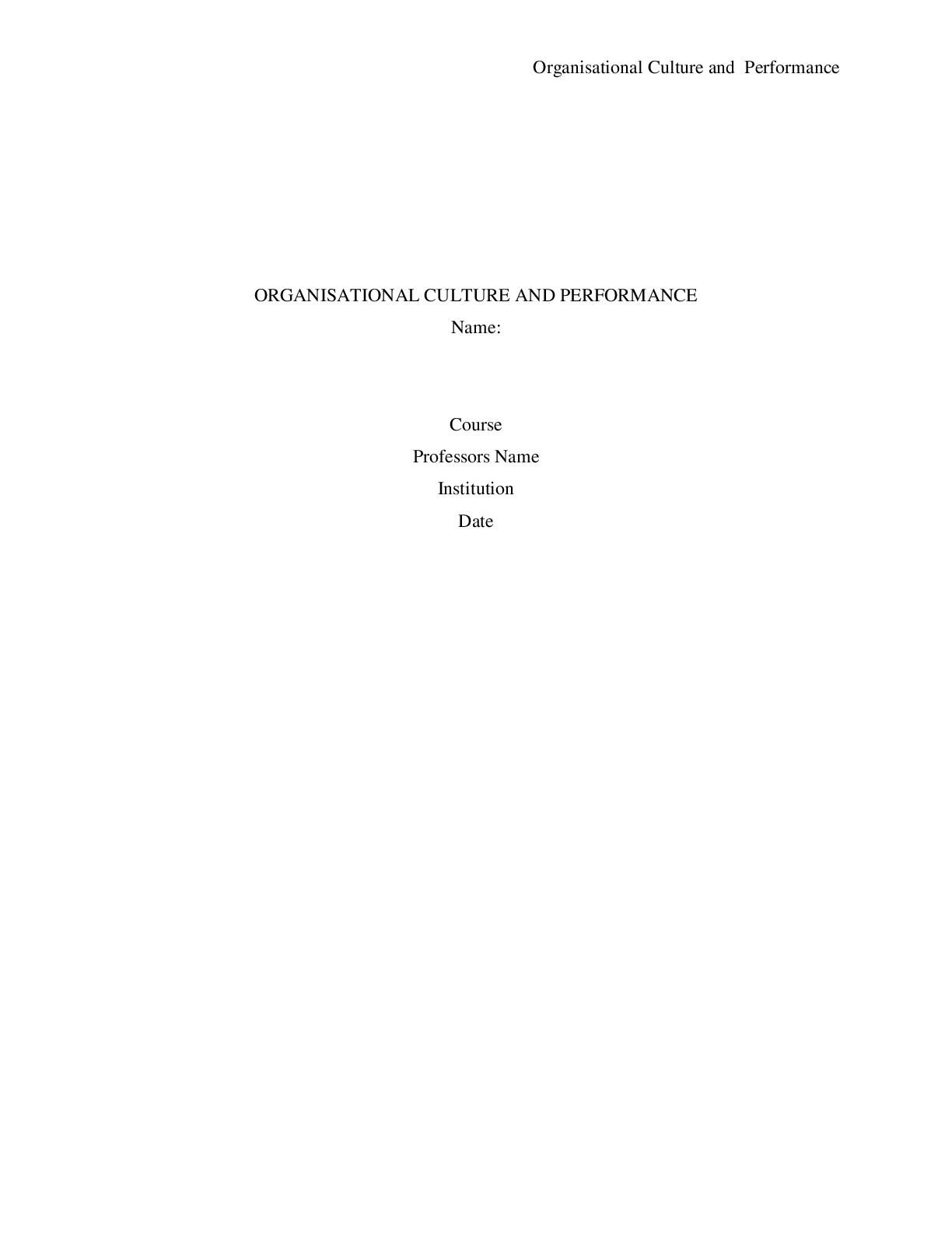 Preview image for ORGANISATIONAL CULTURE AND PERFORMANCE